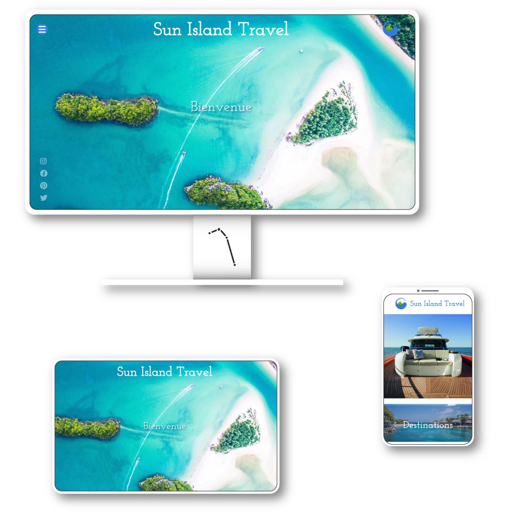 présentation du site web Sun Island Travel en version bureau, tablette et mobile